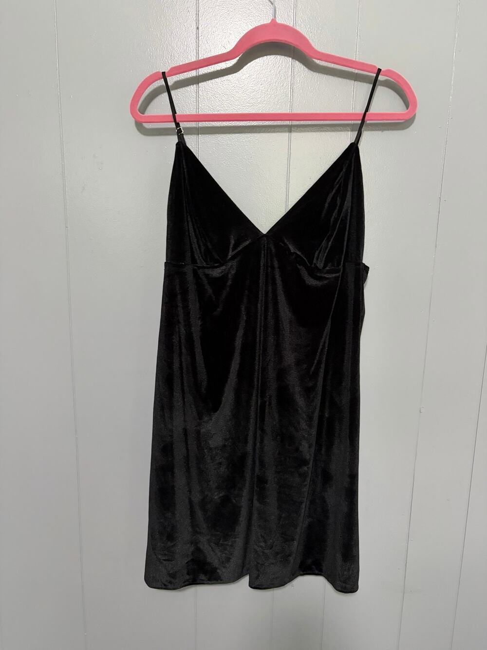Victoria's Secret Black Velvet V-neck Sexy Lingerie Loungewear Mini Slip L